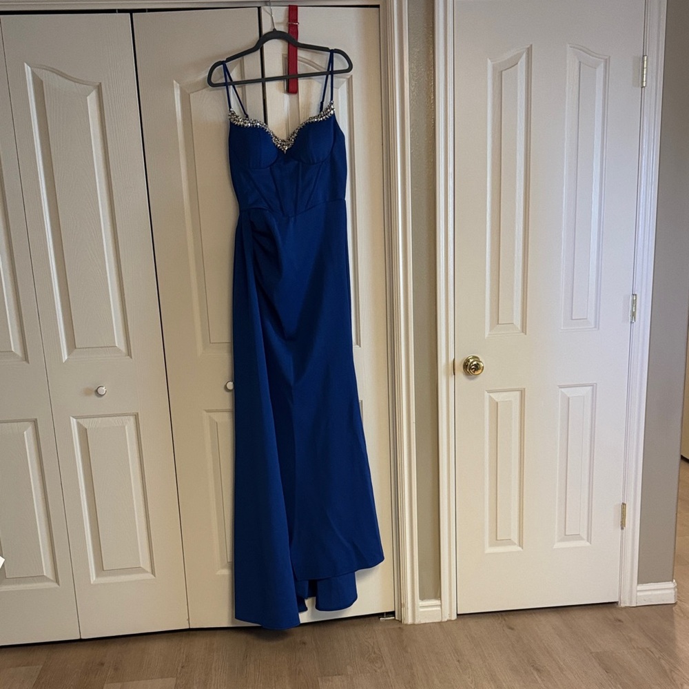 SHEIN Royal Blue Prom Dress with Silver Accents